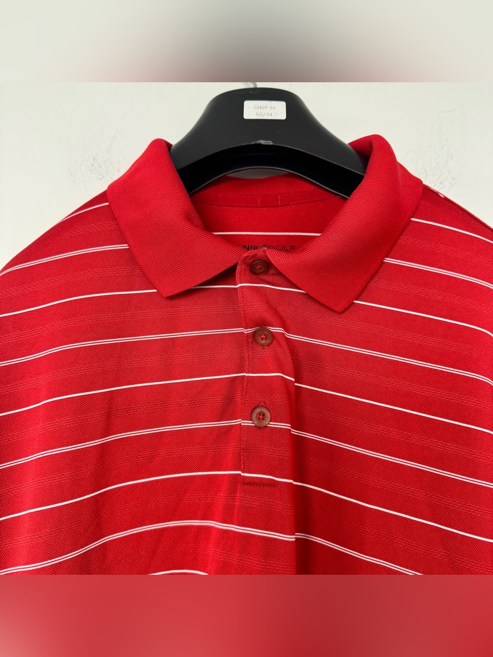 Nike Golf Dri-FIT Polo Shirt Red White Striped Short Sleeve Oversized Men's XXL
